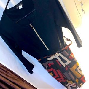 Geometric fall dress 3/4 sleeve